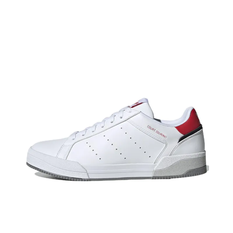 Adidas Originals Court Tourino Slip Resistant Cushioning Wear Resistant Low Top Skateboard Shoes Unisex White Red-0
