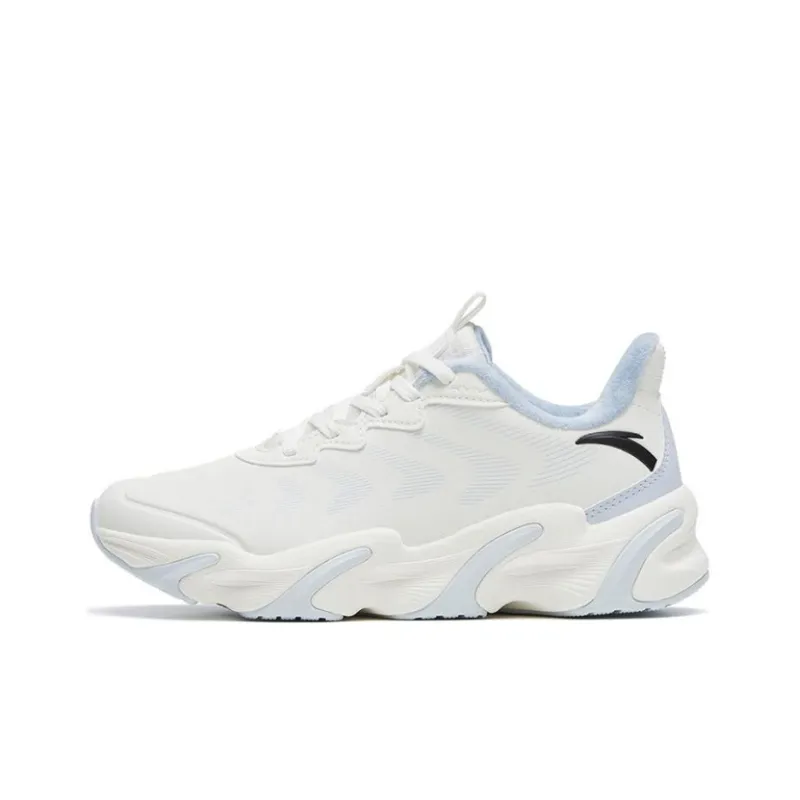 Anta Keep Moving Cushioned Wear Resistant Warm Low Top Running Shoes Women's White Blue-0