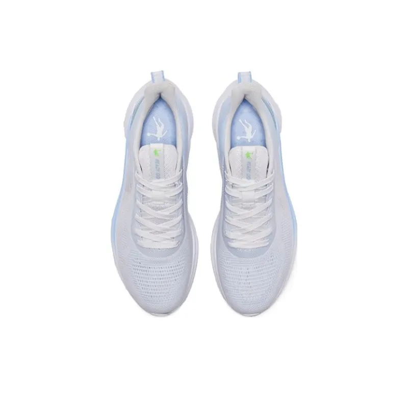 QIAODAN Light Speed 1.0 Cushioned Wear Resistant Breathable Low Top Running Shoes Men's White Blue-3