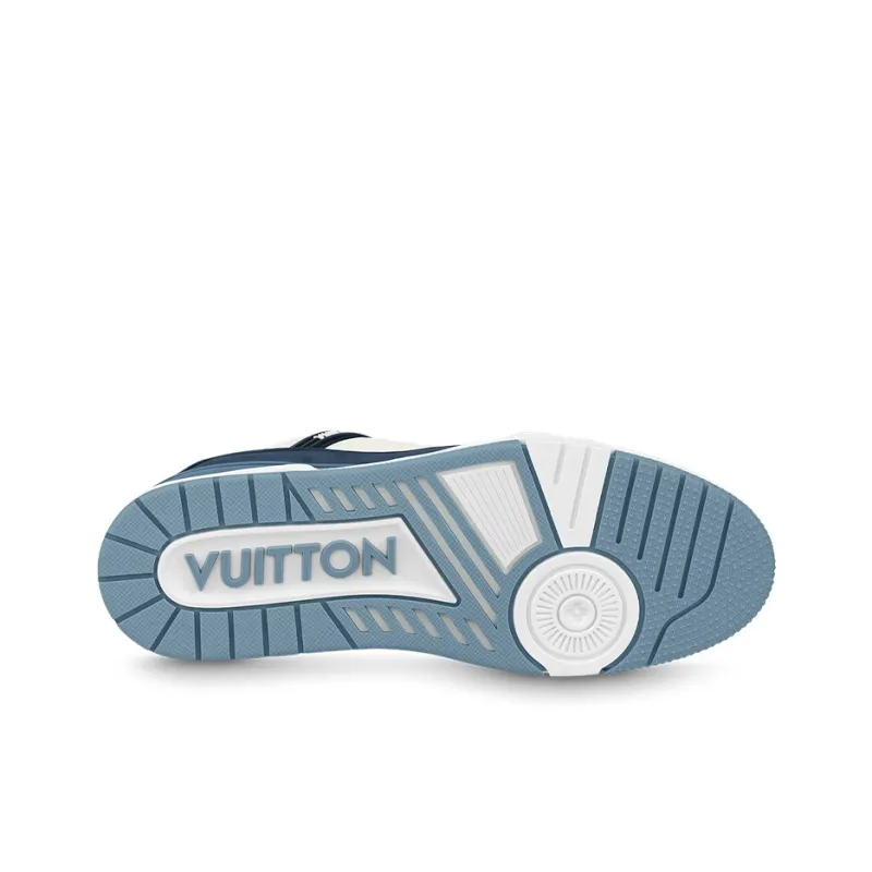 LOUIS VUITTON Trainer Low Top Skateboard Shoes Unisex Blue White-4