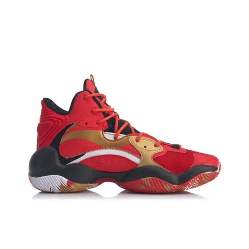 LiNing Power 6 V2 Cushioned Slip Resistant Abrasion Resistant High Top Basketball Shoes Men's Red-1