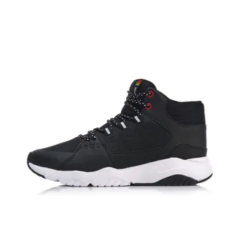 LiNing Pioneer Cushioning, Slip Resistant, And Abrasion Resistant High Top Sports Casual Shoes Black White