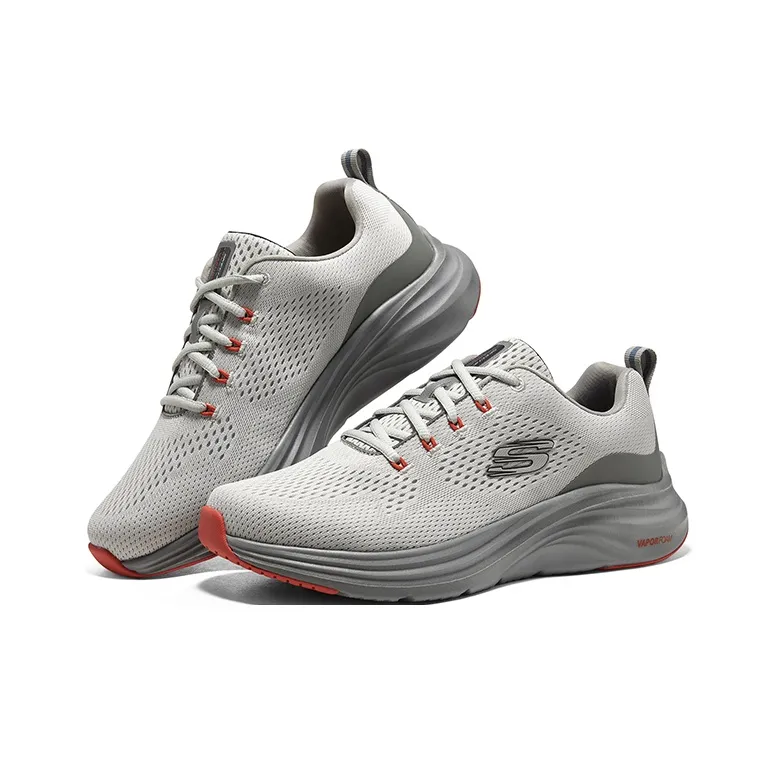 Skechers Vapor Foam Cloud Trace Anti Slip Wear Resistant Low Top Casual Shoes Men's Gray Orange-3