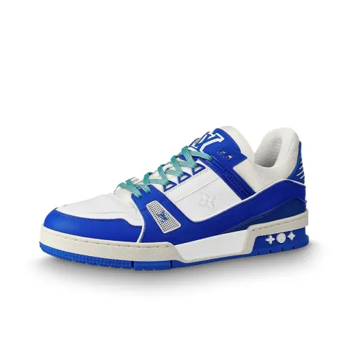 LOUIS VUITTON Trainer Skateboard Shoes Men Low-Top Blue/White