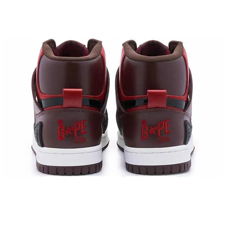 A BATHING APE STA 93 High Stylish Skateboarding Shoes Men's Red Brown-4