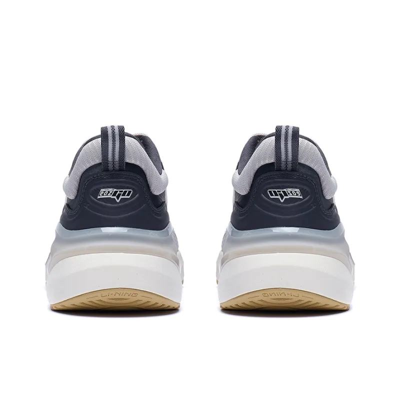 LiNing Anti Slip Wear Resistant Breathable Lightweight Low Top Casual Running Shoes Men's Gray-3