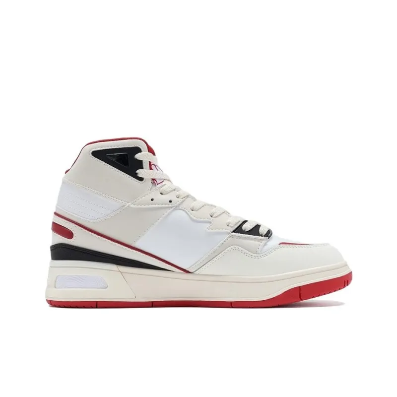 PEAK Taichi 910 OG Anti Slip Wear Resistant High Top Skateboard Shoes Men's White Red-1