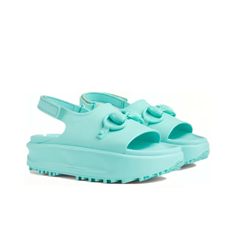 GUCCI Interlocking G Platform Sandal Blue Women's-1