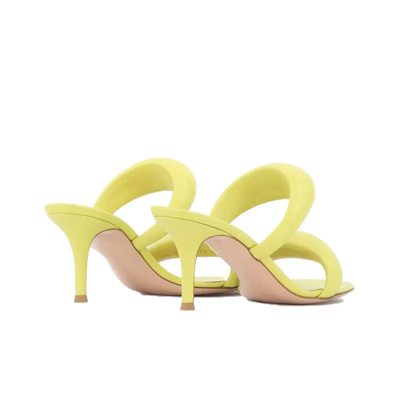 GIANVITO ROSSI Bijoux Puffy Slide Slippers 7cm Women's Yellow-3