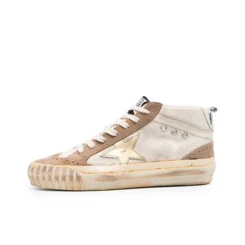 Golden Goose Mid Star Stylish Skateboarding Shoes Women's White Umber