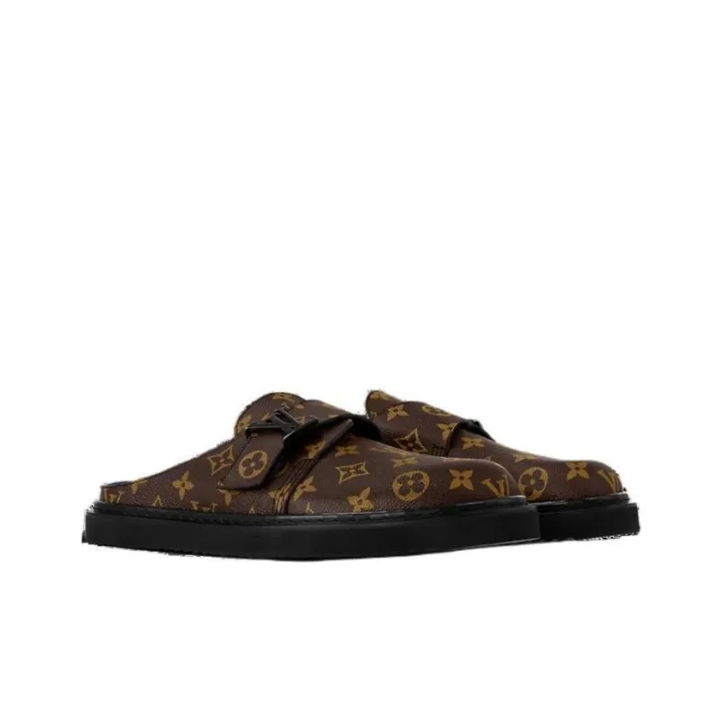 LOUIS VUITTON Easy Closed Toe Slippers Men's Brown-3