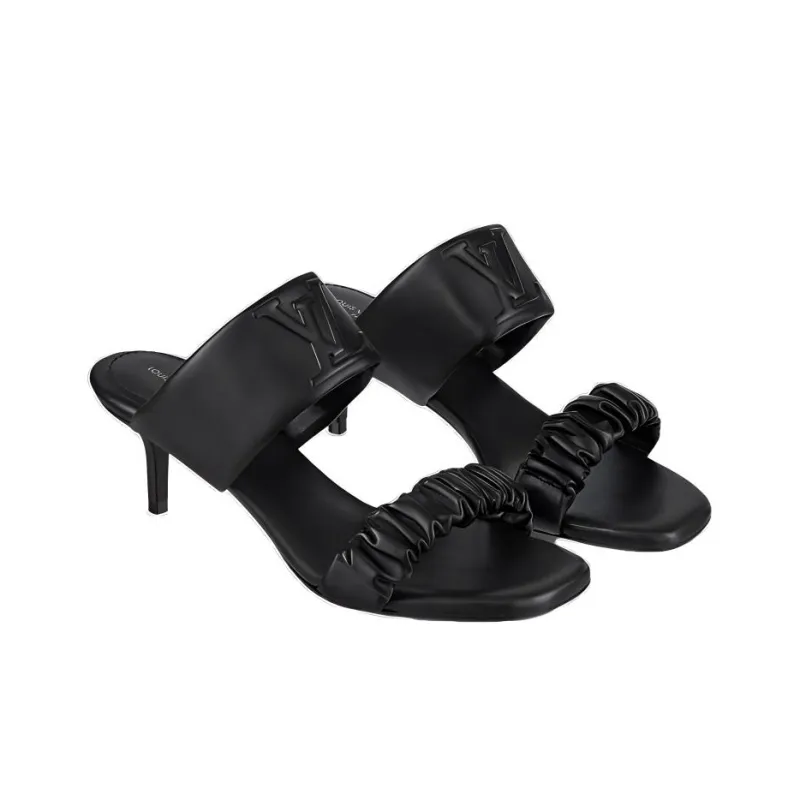 LOUIS VUITTON Drapy Mule Odor Resistant Slide Slippers Women's Black-2