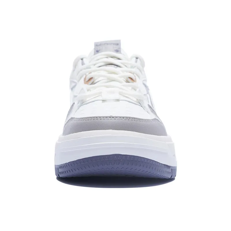 LiNing Slip Resistant Quick Dry Abrasion Resistant Height Increasing Low Top Skateboard Shoes Men's White Gray-3
