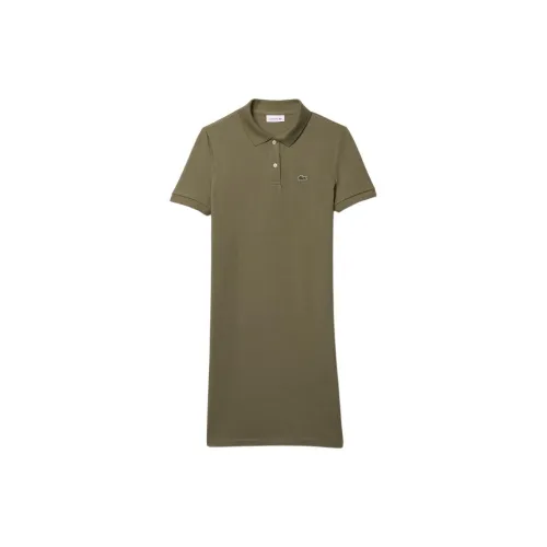 LACOSTE Short-Sleeved Dresses Women's Khaki Green