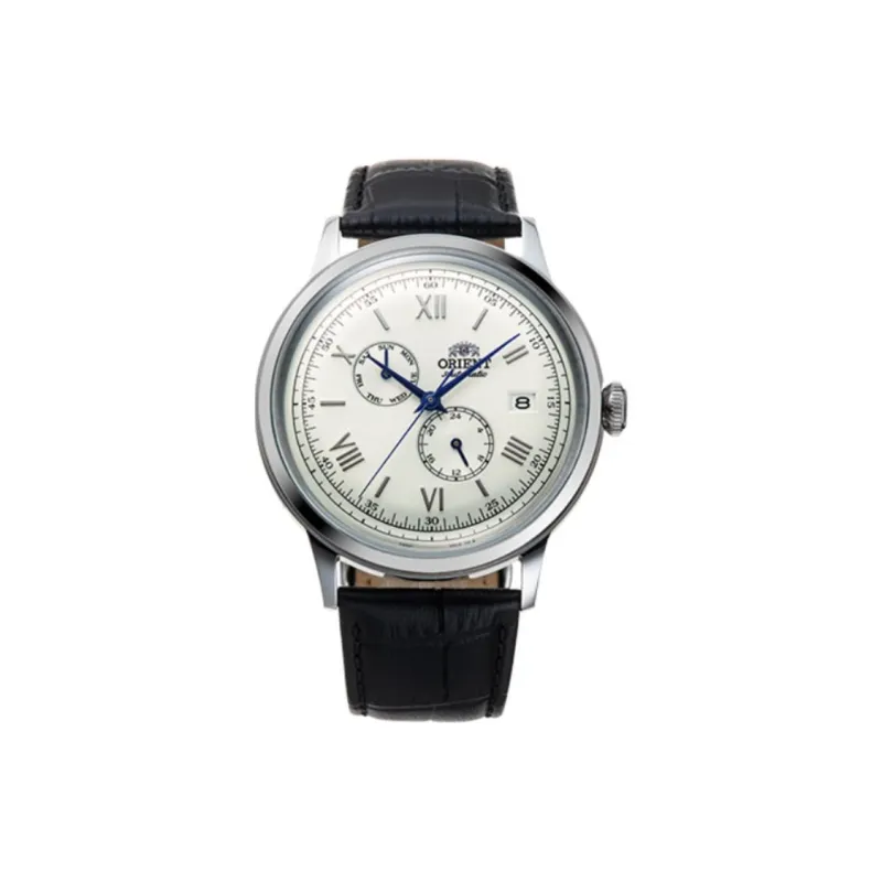 ORIENT Automatic/Manual Mechanical Movement Leather Strap Watch Unisex White Dial-0