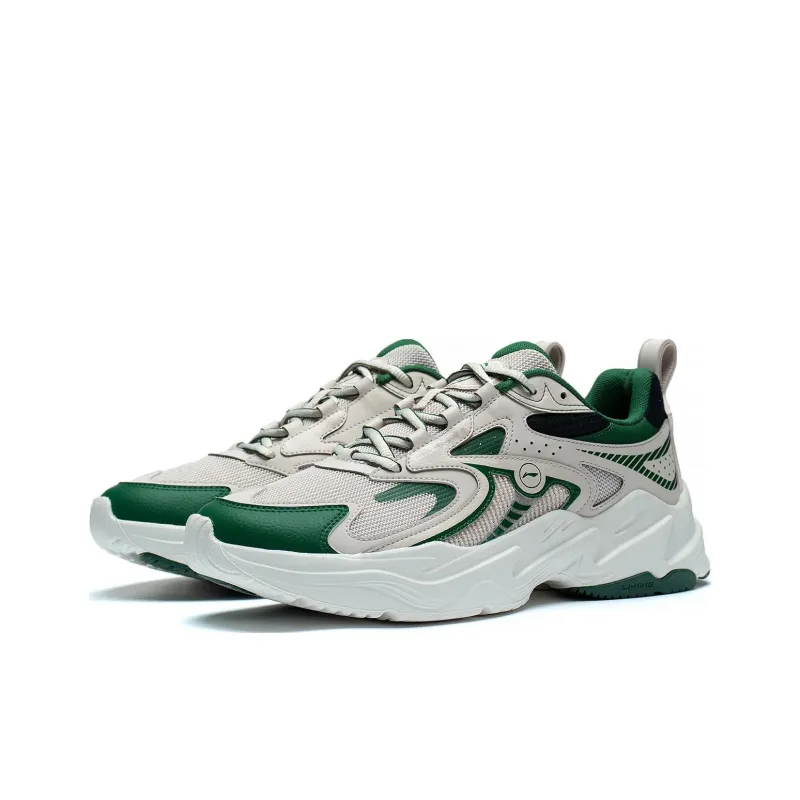 LiNing Meteor Cushioning Anti Slip And Wear Resistant Low Top Running Shoes Oat Gray Spruce Green-2