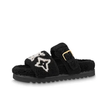 LOUIS VUITTON Paseo Comfort Odor Resistant Slide Slippers Women's Black