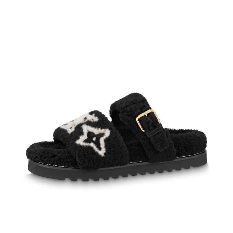 LOUIS VUITTON Paseo Comfort Odor Resistant Slide Slippers Women's Black-0