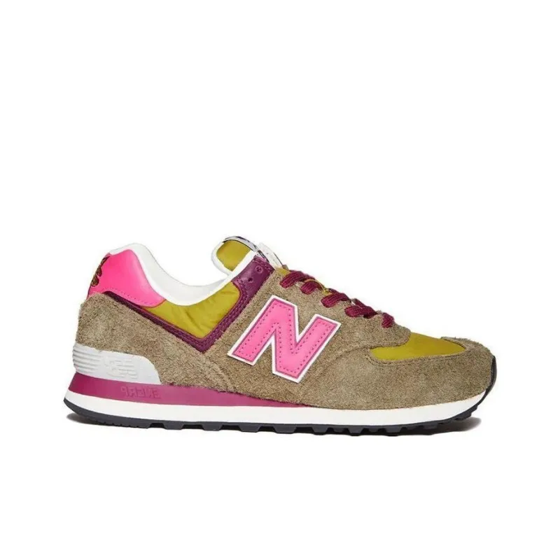 Stray Rats x New Balance NB 574 Slip-Resistant Low-Top Running Shoes Men's Green Pink-1