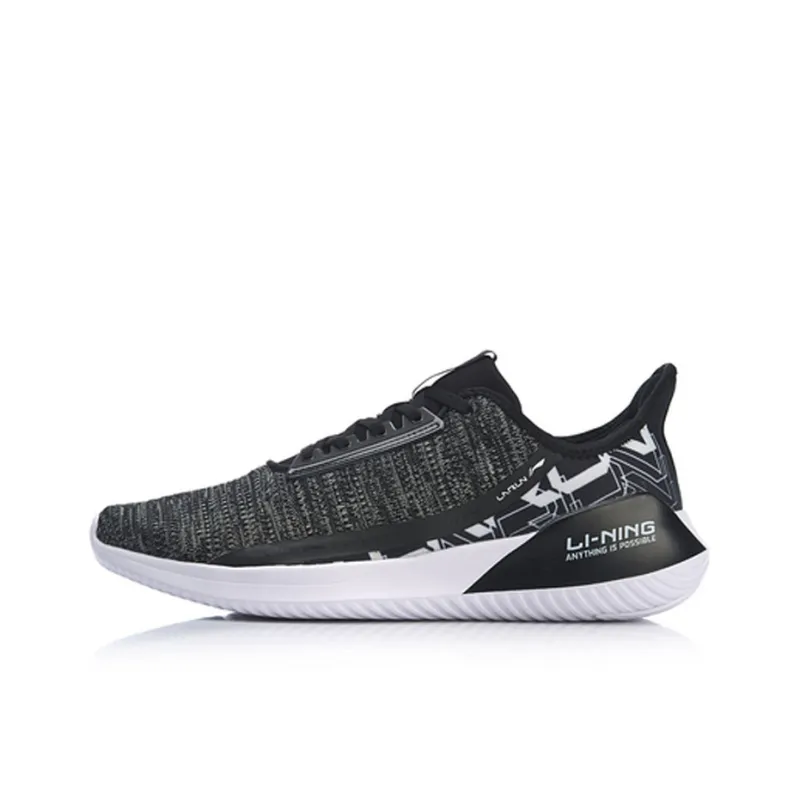 LiNing Akasaka Cushioning Breathable Low-Top Running Shoes Men's Standard Black One-piece Weaving-0
