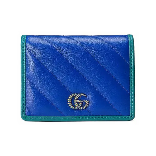 GUCCI Leather Wallet Women's Blue