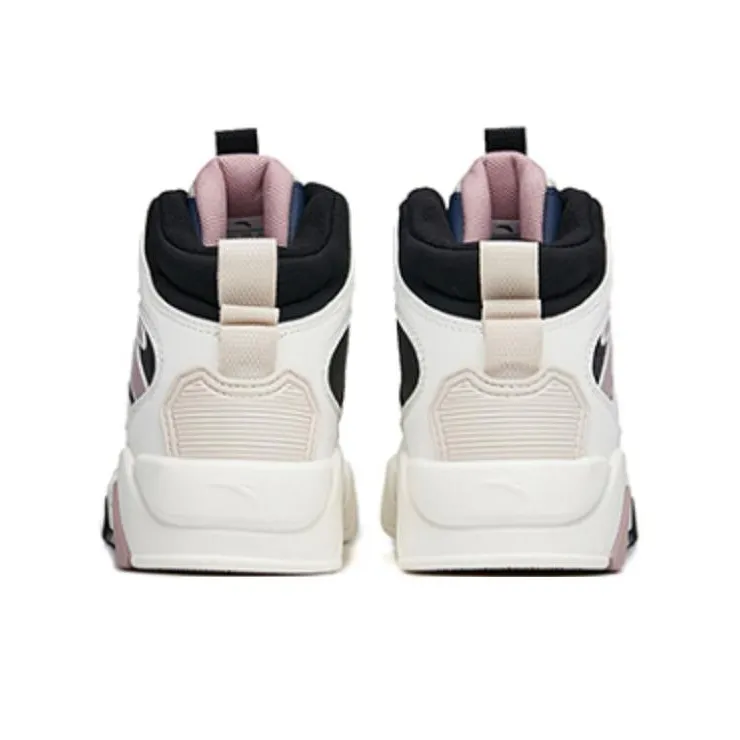 Anta Lieyan3.0 Anti Slip Wear Resistant High Top Skateboard Shoes Women's White Black Purple-4