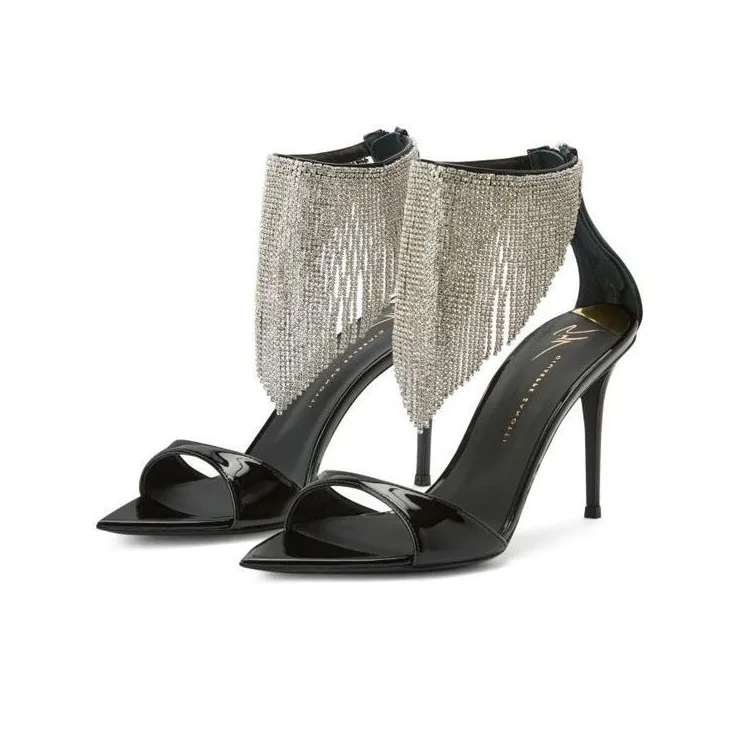 giuseppe zanotti Intriigo 90mm Crystal-fringe Sandals-2