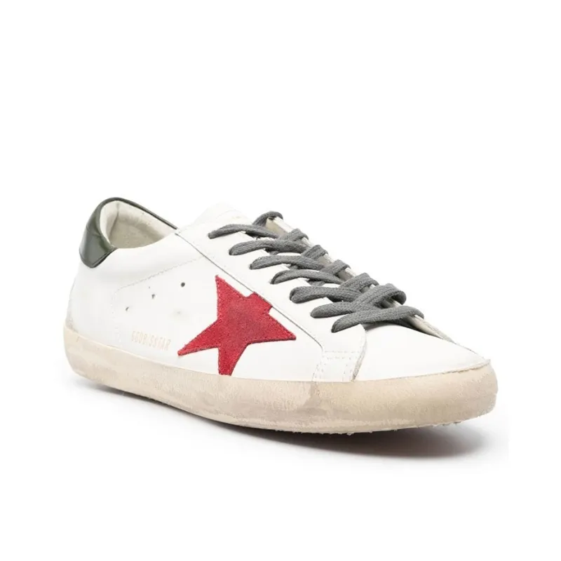 Golden Goose Super Star Low Top Stylish Skateboarding Shoes Men's White Red Vintage Version-2