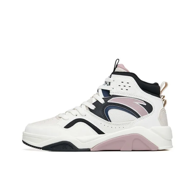 Anta Lieyan3.0 Anti Slip Wear Resistant High Top Skateboard Shoes Women's White Black Purple-0