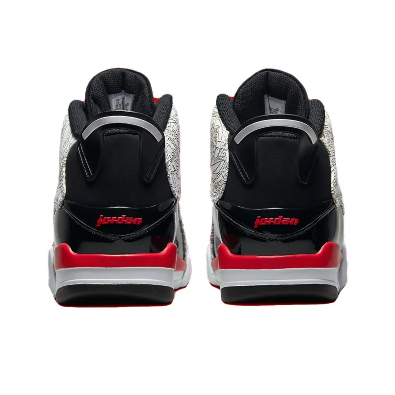 Jordan Dub Zero Cushioning Anti-Slip And Wear-Resistant Mid-Top Vintage Basketball Shoes Men's White Black Red-4