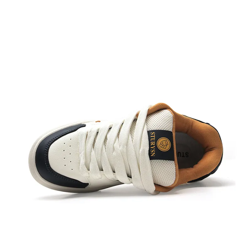 STUR YSN Wear resistant And Lightweight Low Top Skateboard Shoes Unisex White Dark Blue-2
