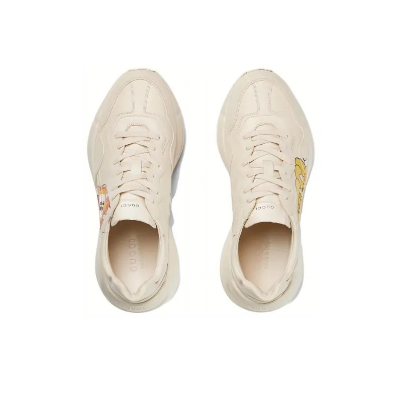 GUCCI Rhyton Slip Resistant Low Top Casual Shoes Men's Beige-3