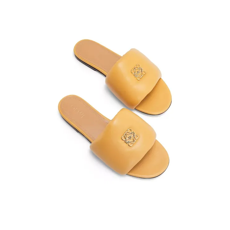 LOEWE Women's Anagram Padded Slide 'Desert'-3