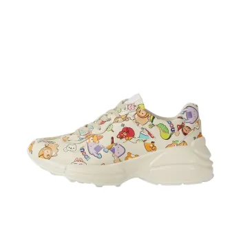 GUCCI Rhyton Low Top Sports Casual Shoes Women's Ecru