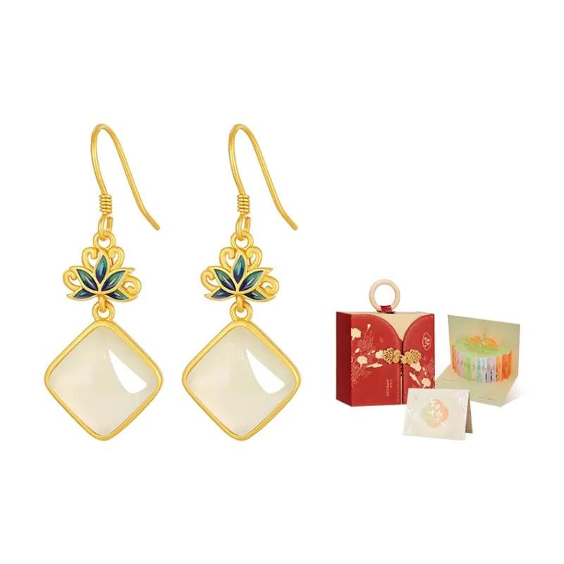 MAMADESHOUHU Earrings Pale Greenish White Jade Women's-3