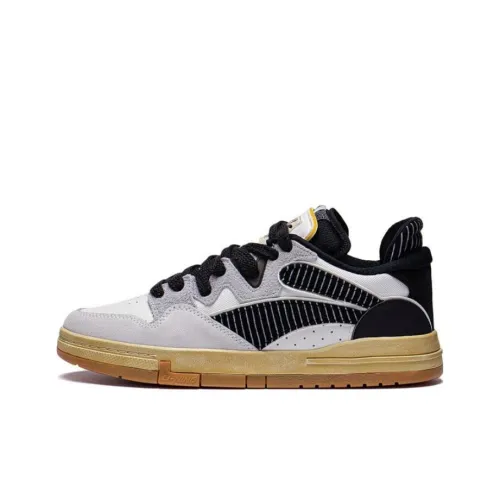 DISHINI x LiNing Wei Wu PRO OSWALD Durable Breathable Low Top Skateboard Shoes White Black
