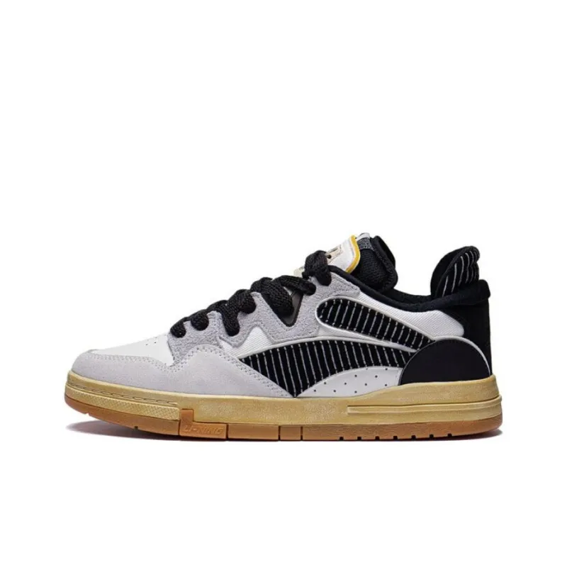 DISHINI x LiNing Wei Wu PRO OSWALD Abrasion Resistant Breathable Low Top Skateboard Shoes Men's White Black-0