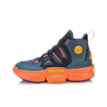 LiNing Reburn EZ Fit Coverage High Top Vintage Basketball Shoes Men's Blue Orange