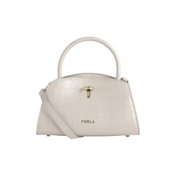 Furla Crocodile-Embossed Calfskin Portable Crossbody Bag Shoulder Bag Mini Women's White