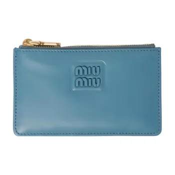 MIU MIU Leather Wallet Women's Sea Blue