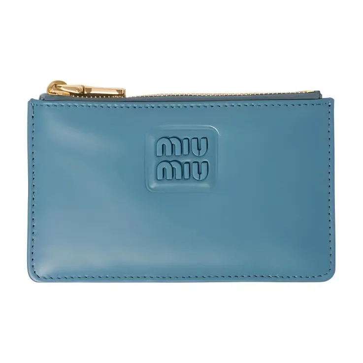MIU MIU Leather Wallet Women's Sea Blue-0