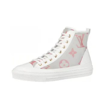 LOUIS VUITTON Stellar Zip Up Ankle Sneakers 'White Grey With Pink Monogram' Women's