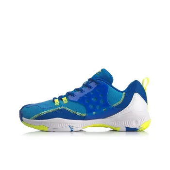 LiNing Battle Halberd 2 V2 Rebound Cushioning Breathable Wear Resistant Support Low Top Badminton Shoes Unisex Blue