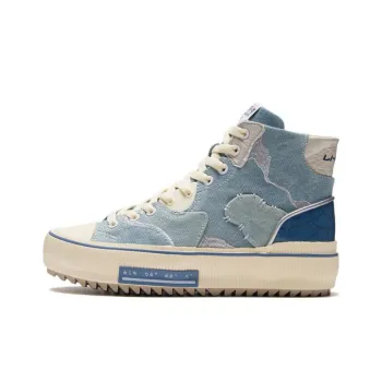 LiNing CF Lacquer Painting High Top Skateboard Shoes Unisex Crown Blue