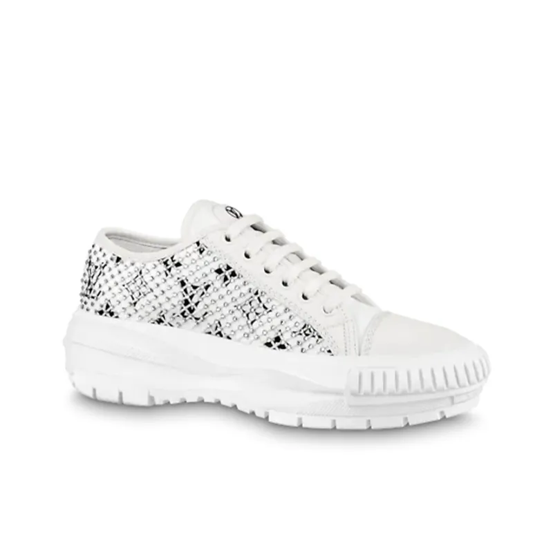 LOUIS VUITTON Lv Squad Sneakers 'White With Crystal Monogram' Women's-1