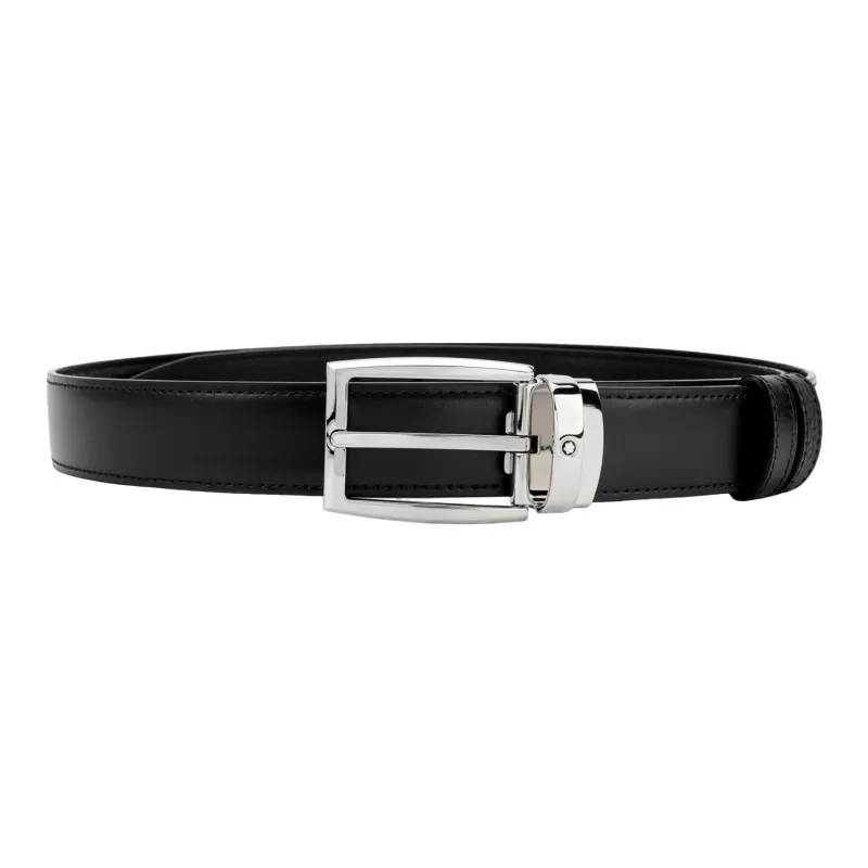 MONTBLANC Cow Leather Belts Unisex Black/Blue Width 3cm-0