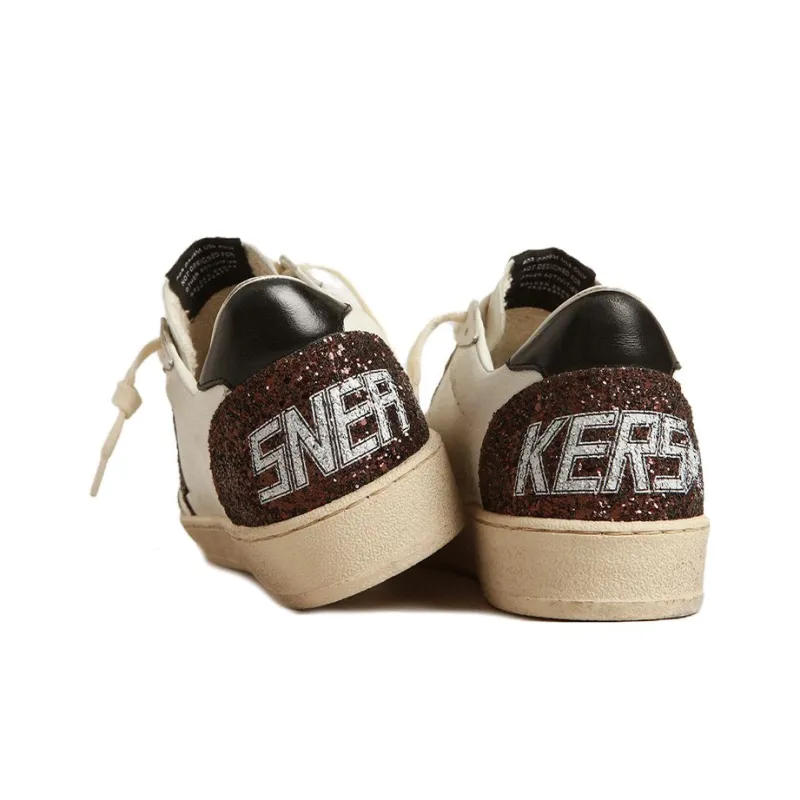 Golden Goose Ball Star Low Top Skateboard Shoes Women's White Brown Vintage Version-3