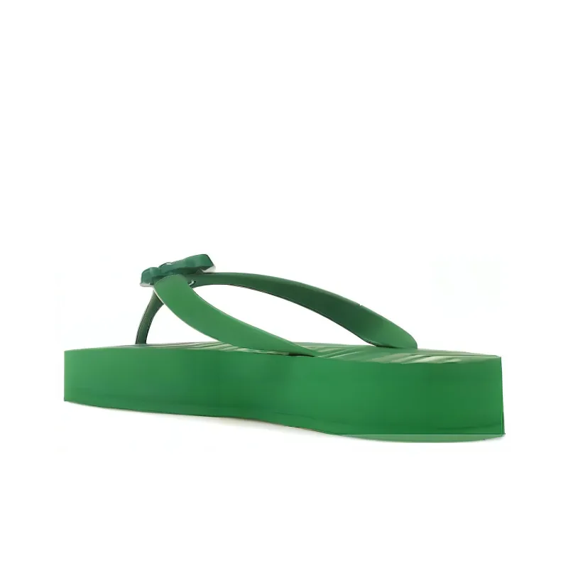 GUCCI Chevron Thong Sandal Green Rubber Women's-3