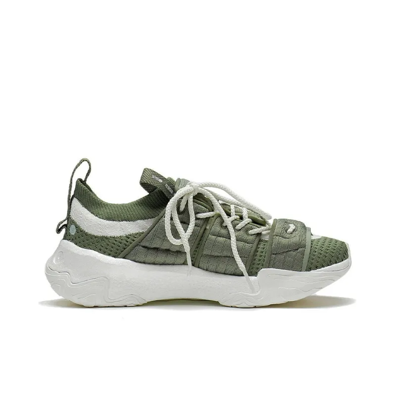 KUNG FU x LiNing Jackie Chan Cushioning Anti-Slip And Wear-Resistant Rebound Low-Top Casual Shoes Men's Green White-1