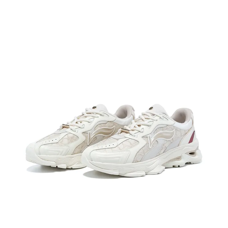 LI NING 1990 Lava Anti Slip Wear Resistant Low Top Sports Casual Shoes Women's White Gray-1